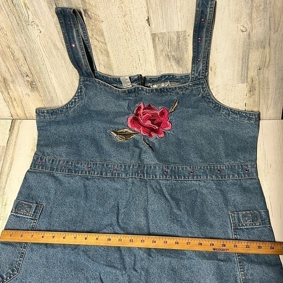 SUNSHINE Apparel Y2K Jean Dress Size 1X 100%‎ Cotton Embroidered Roses - Picture 14 of 16